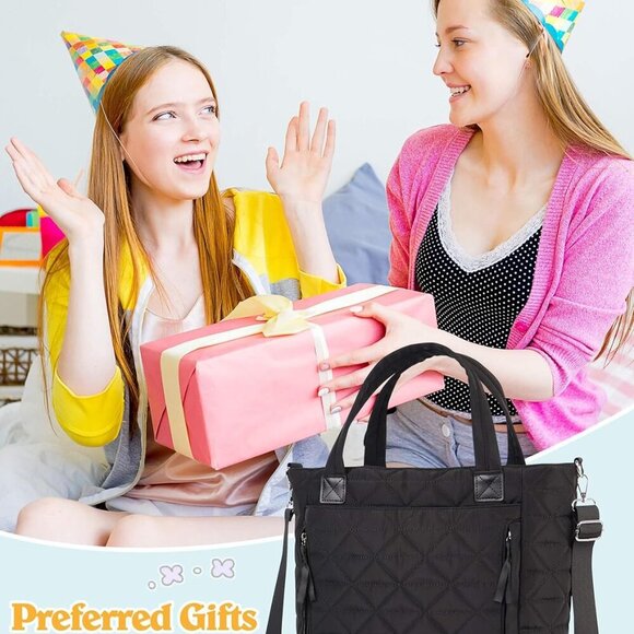 Women's Nylon Puffer Tote Bag with Elastic Cup Slot for Travel and Work - Picture 7 of 7